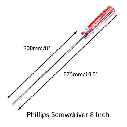 Phillips Screwdriver 8 Inch, Long Screwdriver #1 Extra Long Shaft Cross Head Screwdriver - size: 8 Inch #1