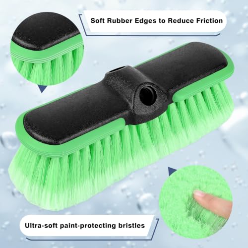 Car Wash Brush Head 10", Soft Bristle Car Cleaning Brush Srub Brush Attachment for Extension Pole, Outdoor Cleaning Tool for Window, Wall, Floor, Deck, Patio （4 Pack） - size: 4 Pack