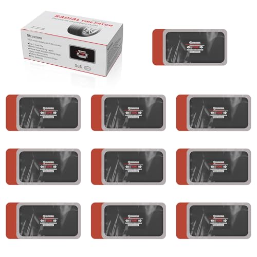 SUNSOUL 10Pcs Radial Tire Patches, 4.73" x 2.75" Heavy Duty Tire Patches | 3 Size Options, Large Rectangular Bonding Area, Permanent Seal, Fits Car Truck, Bus, Tractor & Agricultural Vehicles - size: 4.73*2.75