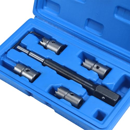 5Pcs Diesel Injector Seat & Cleaner Carbon Remover Seat Tools Cutter Milling Cutter Set Universal Car Tool Injector Remover - color: 5pc Diesel Injector Seat Cutter Cleaner