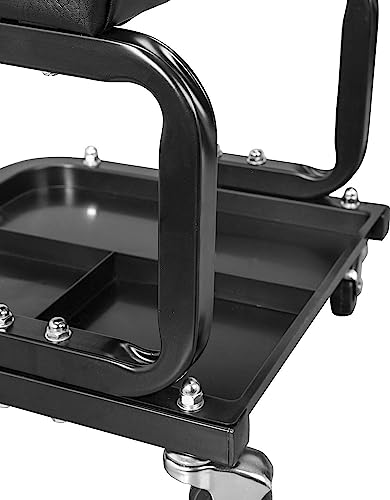 Torin ATR6300B-1 Rolling Creeper Garage/Shop Seat: Padded Mechanic Stool with Tool Tray Storage, Black - style: Normal Seat
