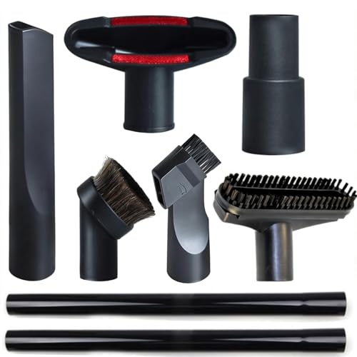 8 Pack Vacuum Attachments for Shop Vac Accessories 1 1/4" | 2 Vacuum Extension Wand, 1 1/4 inch (32 mm) & 1 3/8 inch (35 mm) Vacuum Hose Adapter, Vacuum Cleaner Accessories Brush Kit