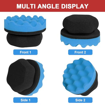 2 Pack Large Tire Shine Applicator Pad, Tire Hex Grip Applicator, Tire Shine Car Detailing Foam Sponge Tool, Reusable Car Cleaning Supplies After Car Wash Tire Cleaner for Applying Tire Shine - color: Red and Blue