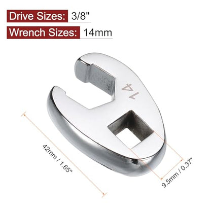 HARFINGTON Drive Crowfoot Wrench 3/8" Drive 14mm Metric Fractional Crowfoot Flare Nut Wrench 40Cr Chrome Plated Open End Crowfoot Wrench for Mechanics Automotive Repair Work - size: 14mm