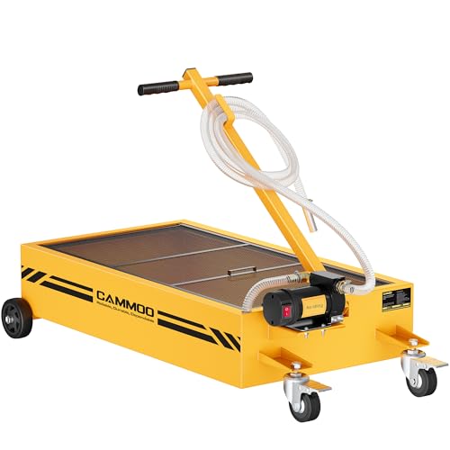 CAMMOO 20 Gal Electric Oil Drain Pan with Pump, Yellow | 110V 200W High-Flow Pump,9.8 FT Hose,Folding Handle,2 Locking Swivel Casters & 2 Directional Wheels - color: Yellow