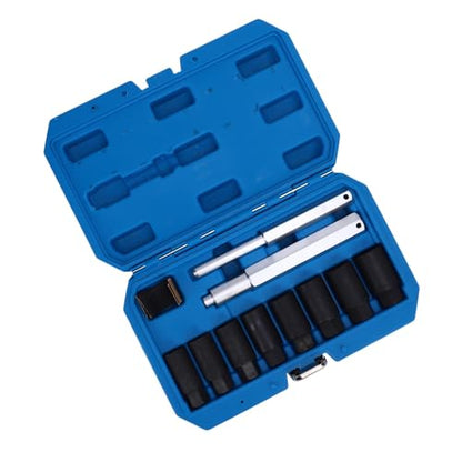 Alomejor Wheel Lock Removal Kit CR MO 1 2in Drive Lug Nut Extractor Kit 10 Piece with Reverse Spiral Grip 8 Sizes 18mm to 25mm for Cars SUVs Trucks Boat Home Repair