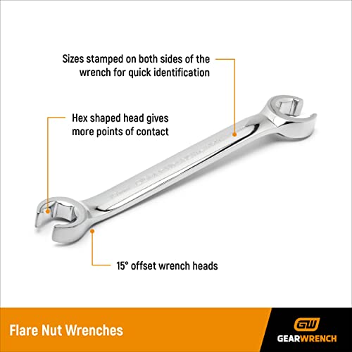 GEARWRENCH 6 Pc. Flare Nut Wrench Set, SAE - 81907 - size: 6-piece kit, style: SAE