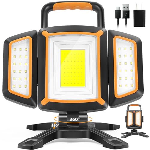 Tresda 30W Rechargeable Work Light, 3000LM Portable Magnetic LED Work Light, Battery Powered Waterproof Cordless Jobsite Light for Garage, Car Repair, Workshop, Camping, Father’s Day Dad Gifts - style: Magnetic Stand