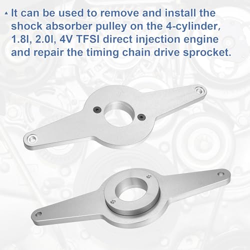 X AUTOHAUX Car Vibration Damper Holding Tool Kit for Audi for Skoda for VW 1.8 2.0 4V TFSi EA888 Crankshaft Pulley Removal EA888 Vibration Damper Assembly