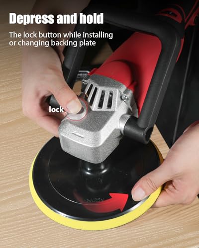 AVID POWER Car Buffer Polisher, 1200W 7 Inch/6 Inch Rotary Buffer Waxer, 6 Variable Speed 1600-3500 RPM, Detachable Handle & Side Handle for Car Detailing, Boat Sanding, Polishing and Waxing - color: Light Red