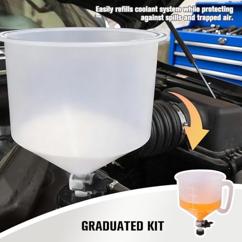 Zpana 15PCS Car Coolant Funnel Kit, No-Spill Vehicle Radiator Filling Funnel Bleeder with Adapters, No-Leak Auto Radiator Burping Filler, Universal for SUV RV Truck (Yellow) - color: Yellow