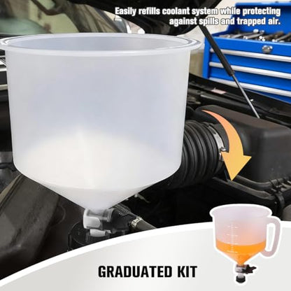 Zpana 15PCS Car Coolant Funnel Kit, No-Spill Vehicle Radiator Filling Funnel Bleeder with Adapters, No-Leak Auto Radiator Burping Filler, Universal for SUV RV Truck (Yellow) - color: Yellow