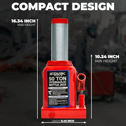 XtremepowerUS 50-Ton Capacity Hydraulic Bottle Jack Automotive Low Profile Shop Axle Jack Hoist Lift (Red) - size: 50 Ton
