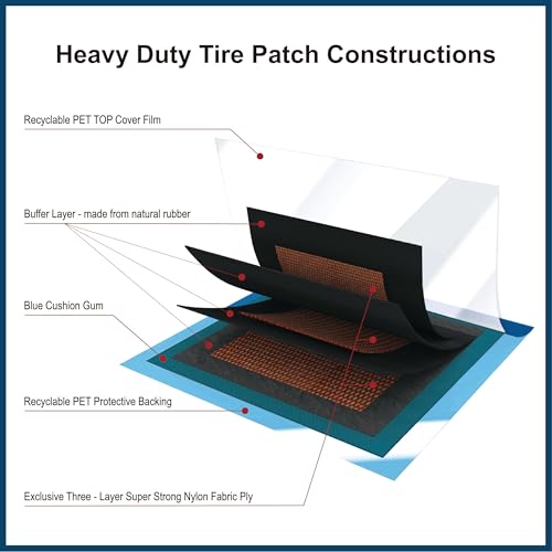 PAX 10 Pcs 100x100mm (3.94x3.94 inch) Upgraded Square 2-in-1 Tire Repair Patches, Suitable for Radial and Bias Tires on Car, Truck, Agricultural Vehicles, BMX, ATVs, Inflatable Rubber - size: 100x100mm
