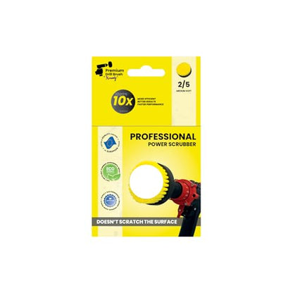 Premium Drill Brush Professional– 2in1 for Drill & Angle Grinder Medium-Soft 4 in Yellow | Scratch-Free Cleaning Brush for Tile, Grout, Bathtub, Shower, Fibreglass and Ceramic Surfaces - color: Yellow