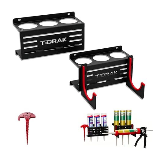 Caulking Gun & Tube Holder Wall Mount - Heavy Duty Metal Rack for Grease Gun, Glue Gun & Nozzle Storage, Ideal for Workshop, Garage & Work Van (2 Pack) - color: 2pack 3-holder (6 Tubes,1 Gun)