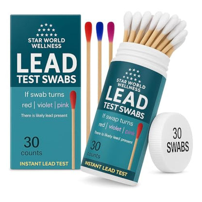 Lead Test Kit for Dishes, 30 Units, Lead Paint Test Kit, Lead Test Swabs for Instant Lead Detection – Home Use on All Surfaces: Painted, Dishes, Toys, Jewelry, Metal, Ceramics, Wood.