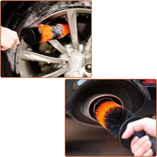 Rim Cleaner Brush, Wheel Brush for Car Detailing, Comfortable Grip, Soft and Scratch-Free, for Rims, Small Slots, Brake Dust Crevices(Red) - color: Red