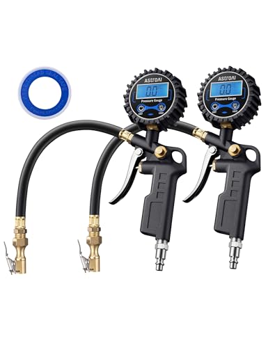 AstroAI Digital Tire Pressure Gauge with Inflator, 3-250 PSI Air Chuck & Compressor Accessories Heavy Duty with Quick Connect Coupler, 0.1 Display Resolution, 2Pack Standard - size: 2 Pack Standard, style: without case