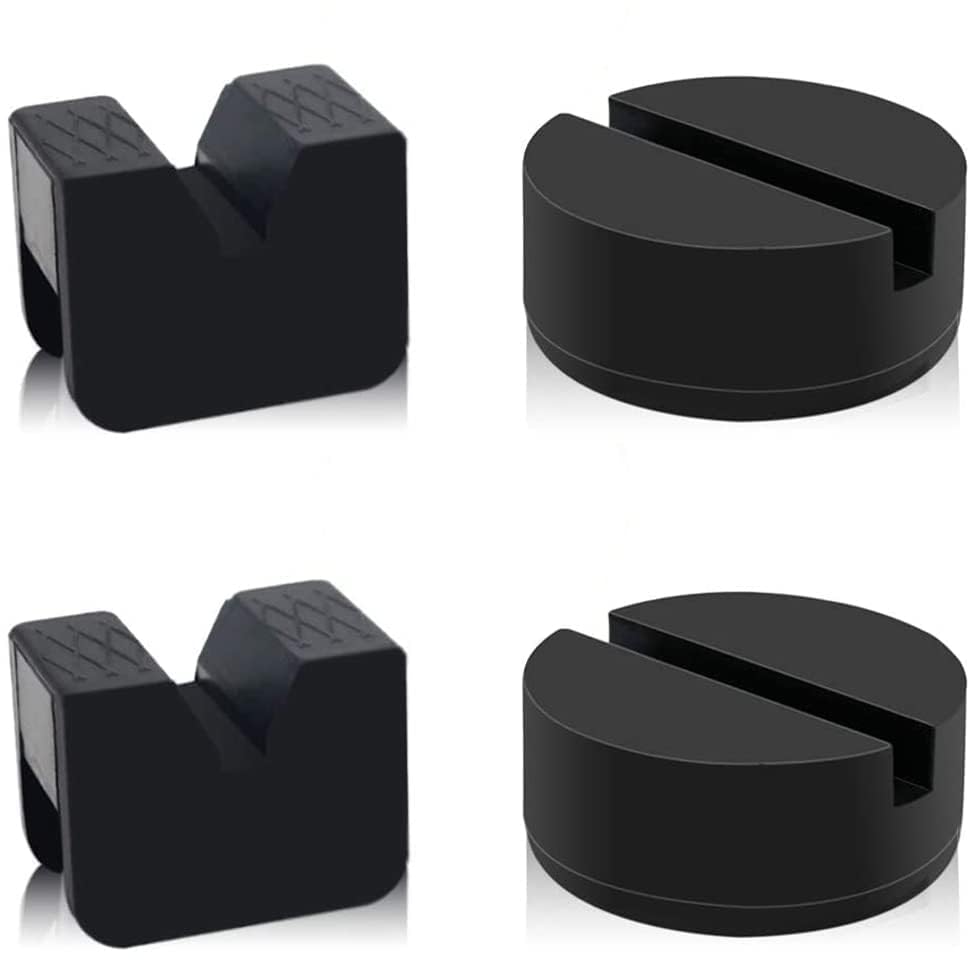 2 Types Jack Stand Pads Adapter 3 Ton Universal Rubber Slotted Frame Rail Pinch welds Protector for Jack Stand (4 Pack)