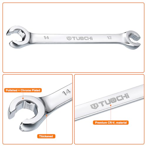 HARFINGTON Flare Nut Metric Wrench 12mm x 14mm CR-V Mirror Polished Chrome Plating Metric Wrench for DIY Hand-making Automotive Repairs and Household Maintenance - size: 12mm x 14mm