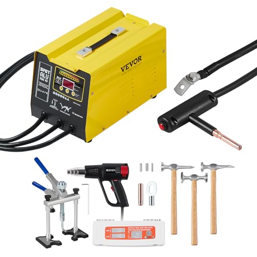 VEVOR Spot Welder Dent Puller, 300W Stud Welder Dent Repair Kit with Heat Gun, Auto/Manual Welding Mode, 110V Auto Body Spot Welding Dent Repair Machine for Aluminum Car Body Panels Repair - style: Aluminum Pro