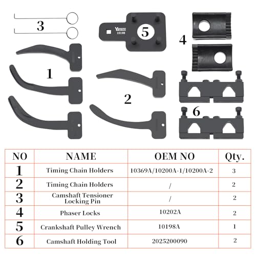 Camshaft Phaser Timing Chain Tool, Replace 10200A 10202 10198A 10369 | with Camshaft Holding Tool Crankshaft Pulley Wrench Compatible with VW Dodge Chrysler 3.0L, 3.2L and 3.6L Pentastar Engine - size: 12pcs