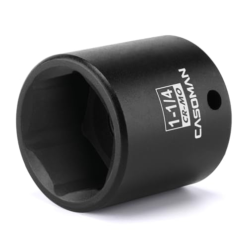 CASOMAN 1/2" Drive x 1-1/4" Impact Socket, 6-Point, SAE, CR-MO - size: 1-1/4 in. (Shallow), style: 6-Point Socket