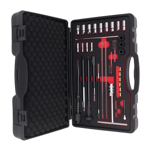 maXpeedingrods 35Pcs Diesel Injector Seat Cleaning Reamer Kit, Universal Diesel Injector Seat Cutter & Puller Tool, Complete Diesel Injector Service Kit for Common Rail Injector Seat Repair & Removal