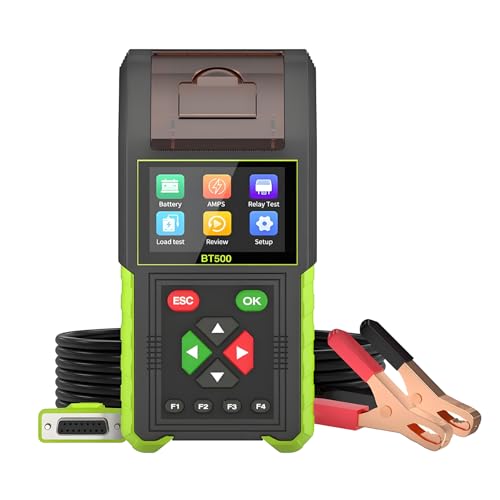 BT500 12V 24V Automotive Battery Tester with Printer - 20-2000 CCA Load Tester, Alternator/Relay/Leakage Tester for Car & Heavy Duty Truck