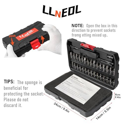LLNEDL 1/4 inch Impact Socket Set, 63 Piece Drive Socket Wrench Set Metric (4-15mm) Deep and Shallow 6 Point, Automotive Tool Kit with 72T Ratchet for Bicycle & Car Repairing - size: 63pcs 1/4 inch socket set