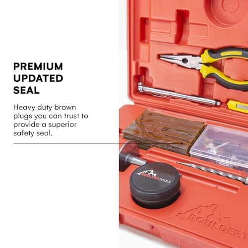 Boulder Tools Tire Repair Kit - Professional Heavy Duty Tire Plug Kit, Tubeless Tire Repair Kit for Flat Tire & Puncture Repair on Cars, Trucks, SUVs, ATVs, UTVs, RVs & Motorcycles - style: Tire Repair Kit