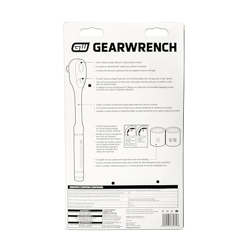 GEARWRENCH Mechanics Hand Tool Set, 25 Pc, 3/8 in Drive, Socket Rail and Bit Holder, Metric/SAE | GWXSCBMTS38 - size: 25 Piece, style: SAE/Metric