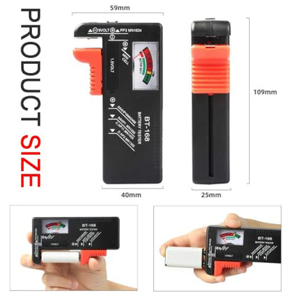 2Pcs Battery Tester for AA AAA C D 9V 1.5V Household Batteries | Universal Battery Tester Checker For Button Cell Model BT-168 Requires No Battery for Operating - color: 2Pcs