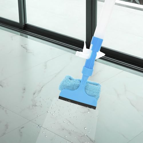 Double-Sided Window Wiper Cleaner 2pcs Blue Water-Jet Glass Cleaning Tool for Dirt Removal and Water Spots, Reusable Squeegee for Home, Shower, and Car Windows