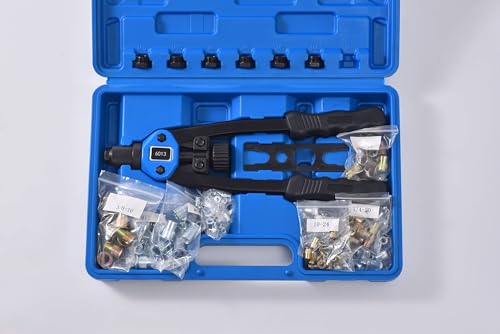 Rivet Nut Tool Set, 13” Rivnut Tool Kit with 11 Metric and SAE Mandrels, 150Pcs Rivet nut Assortment Kit, and Rugged Carrying Case - size: 13" Hand Riveter + 150pcs Metirc & SAE Assortment