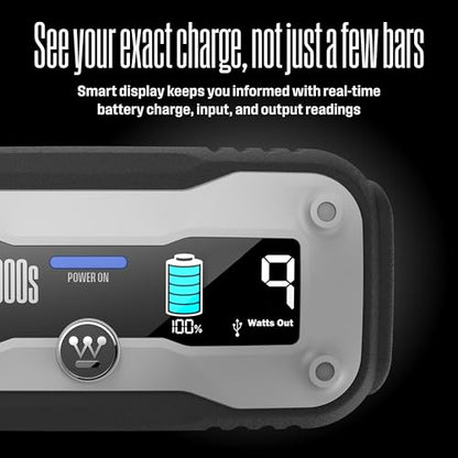 Westinghouse 1500A Portable Jump Starter & USB Power Bank - 12V Car Battery Booster Pack Jump Box for Up to 6.0L Gas & 3.0L Diesel Engines, Bright LED Flashlight, IP65 Rated Waterproof Housing - size: 1500A