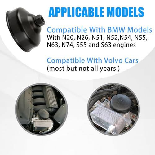 86mm 16 Flutes Oil Filter Wrench | Replacement for BMW and Volvo, Oil Filter Cap Removal Tool to Change Oil, Oil Filter Socket Wrench Kit
