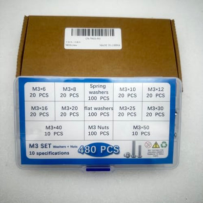 Button Head/Hex Socket/Phillips Flat Head Screws Assortment - Furniture, Auto, Home Repair Fastener Kit (480 PCS M3 Semi-Circular Hexagon Screws Set) - color: 480 PCS M3 Semi-Circular Hexagon Screws Set