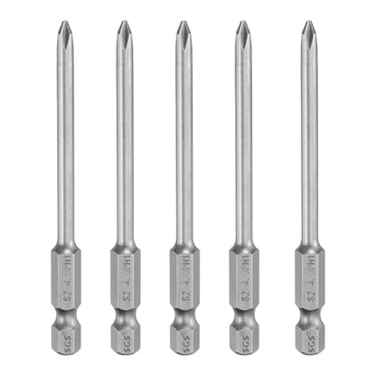 HARFINGTON 5pcs #1 Phillips Screwdriver Bit PH1 1/4" Hex Shank 3.15" (80mm) Long Magnetic S2 Steel Industrial Grade Screw Driver Bit Cross Head Electric Drill Bits 0.157" (4mm) Rod - size: PH1 x 80mm x 4mm