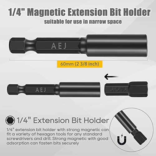 49-Pack Screwdriver Bit Set, Hex Head Drill Bit Set, Torx Square Slotted Phillips Bit Set with 1/4" Bit Holder, 1/4 Hex Shank, S2 Steel, 1"Long