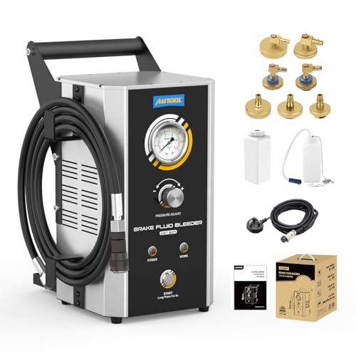 AUTOOL Brake Bleeder Kit Automotive, Brake Fluid Bleeder Kit, Vacuum Brake Pressure Exchange Machine 0.7-3.0bar, Automatic Pulsating Power Brake Bleeder One Person 7 Adapters
