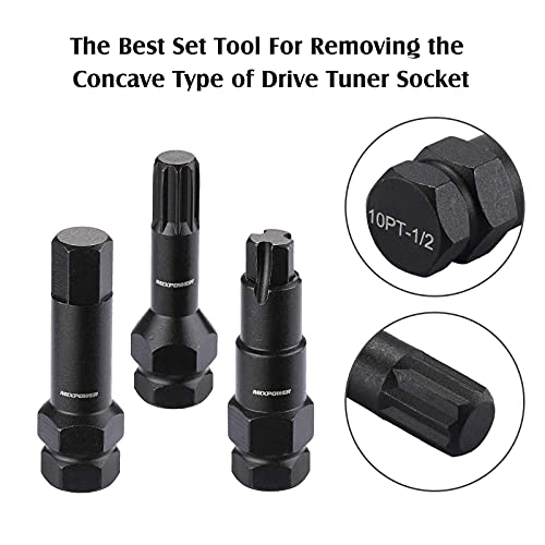 MIXPOWER 16-Piece Locking Lug Nut Master Key Set of Spline Star and Hex Style Keys, Wheel Lock Removal Kit, Thin-Walled and Long Lug Keys to Prevent Damage to Wheels Double-Hex Heads - size: 16PCS