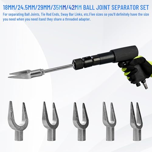 25PCS Multi-functional Pneumatic Hammer Piece Chisel Set, Air Hammer Kit, 2100 BPM Quick Change Retainer Air Hammer with Shovel Heads, Ball Joint Separator Set, Air hammer Bits (Blue) - color: Blue