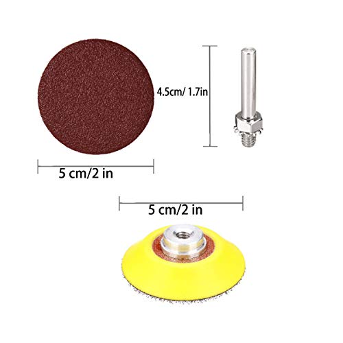 100 Pieces 2 Inch Sanding Discs, 80-3000 Grit Sandpaper | with 1/4" Shank Backing Plate and Foam Buffering Pad,for Drill Grinder Tool,Hook & Loop Sand Paper Assortment Pack