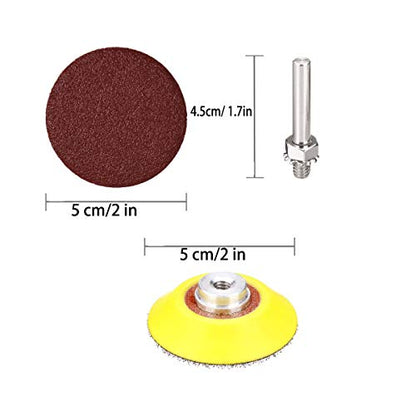 100 Pieces 2 Inch Sanding Discs, 80-3000 Grit Sandpaper | with 1/4" Shank Backing Plate and Foam Buffering Pad,for Drill Grinder Tool,Hook & Loop Sand Paper Assortment Pack