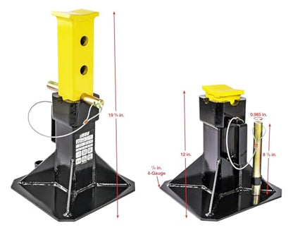 JEGS Jack Stands | 22-Ton Per Pair/Per Axle Capacity | Adjustable Height from 11 1/2in. to 19 5/16in. Inches | Base: 19 in. x 19 in. | Pad: 2 1/4 in. x 3 13/32 in | 37 1/2 lbs. Each | 2 Per Package