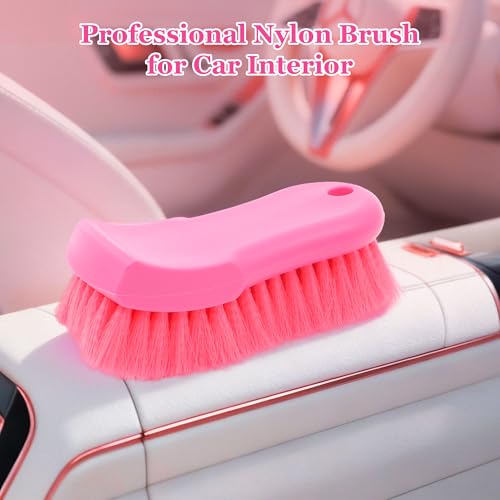 Nylon Upholstery Brush – Shed-Free & Long-Lasting Bristles, Scratch-Free Deep Cleaning Brush for Car Interior, Leather, Sofa, Carpet & Shoes