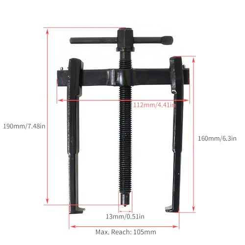 Beam 2 Jaw Puller 4" Bearing Gear Pullers, 154mm T-Shaped Screw | High Carbon Steel Pullers, Adjuestable Pulley Removal Tool for Bearings/Flywheels/Pulleys Remove - size: 2Jaw 4In 112×154MM