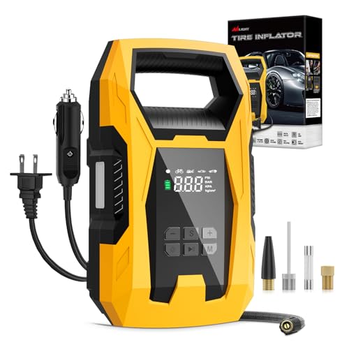 Nilight AC/DC Tire Inflator Portable Air Compressor Dual Power Supply 110V AC 12V DC 150PSI Fast Inflation Heavy Duty with LED Light Pressure Gauge Auto Shutoff Pump for Car Motorcycle Bicycle Ball - color: Ac/DC Tire Inflator